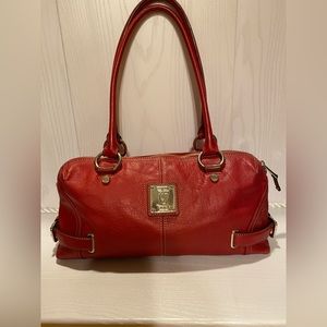 Tignanello Red Pebble Leather Satchel Bag Purse